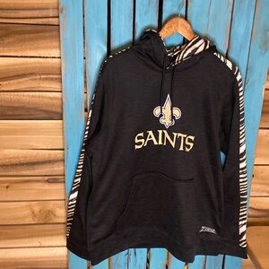 NFLxZubaz New Orleans Saints pullover hoodie sweatshirt size large black gold